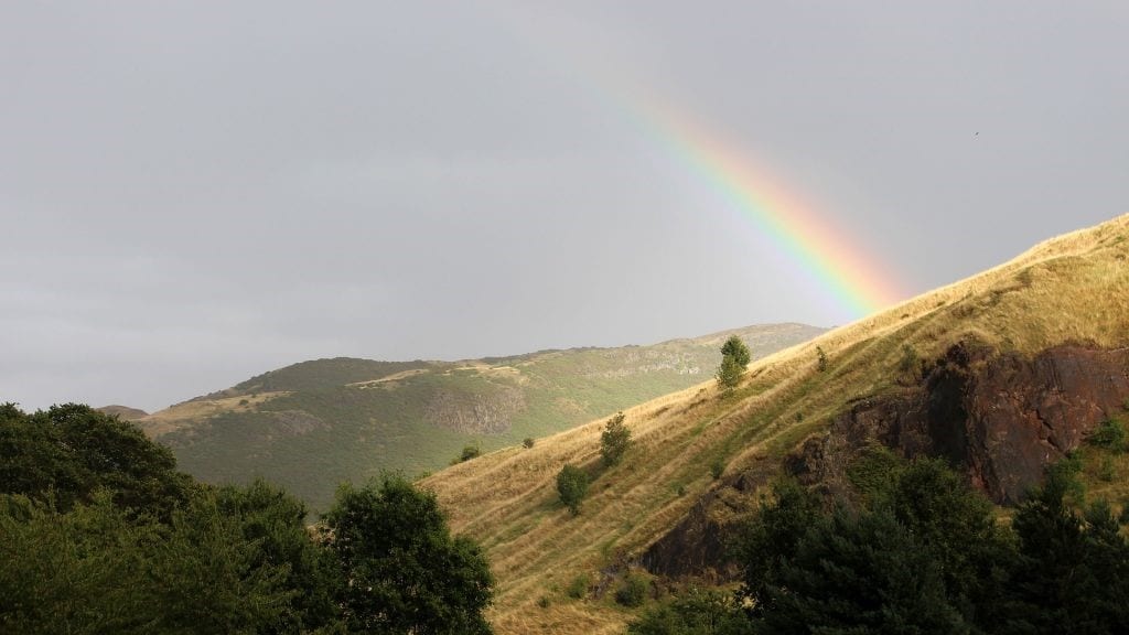 Arthurs seat, Rainbow, hill, Scotland, Edinburgh