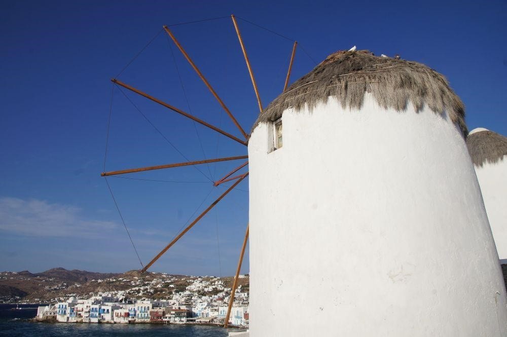 Mykonos to syros ferry, mykonos windmill