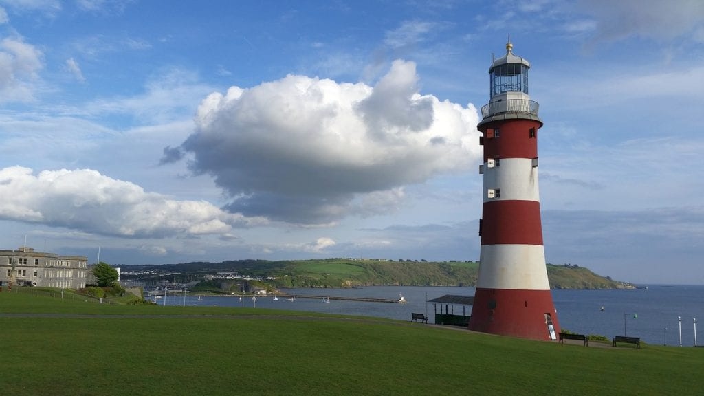 lighthouse, sea, red, day trips from Exeter