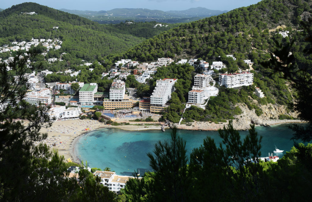 Cala Llonga Ibiza from up high.