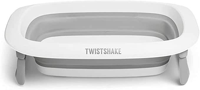 Twistshake Ultra Compact Folding Baby Bath Tub 0 Months Capacity 30L Grey White