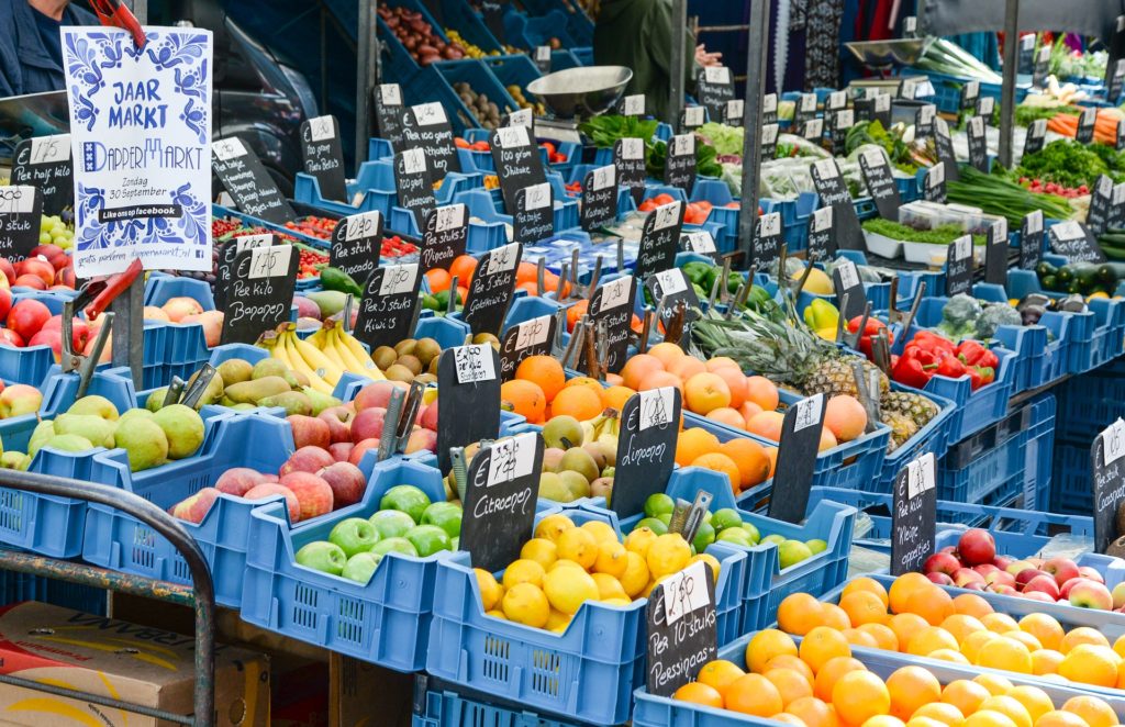 A market in the Netherlands, typical dutch food